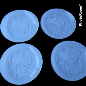 (4) Studio Nova West Germany Clear Glass "Winterland" Pressed Glass Salad Plates